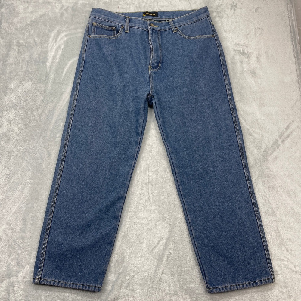 Stanley Workwear Jeans Mens 38x30 Blue Denim Fleece Lined High Rise Straight Leg
